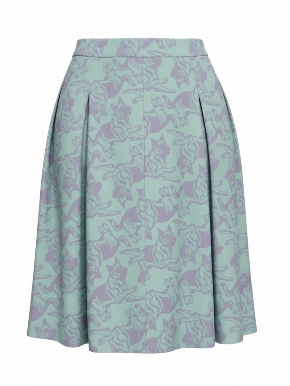 Sz L LuLaRoe Madison Skirt German Shepherd Print Mint Lavender Box Pleat A-Line - Picture 2 of 11